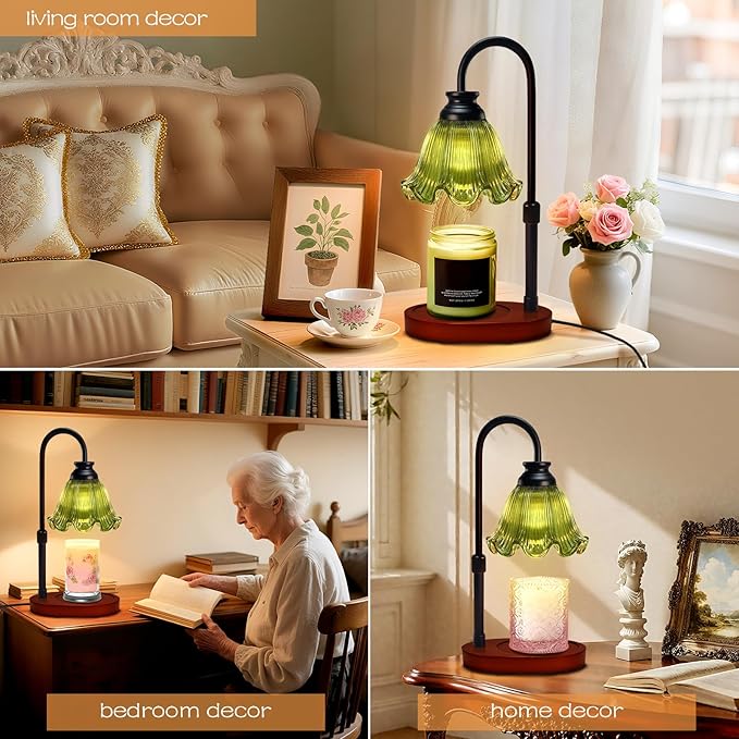 Candle Warmer Lamp with Timer Dimmable: Birthday Gifts for Women Mom,Wax Melt Warmer for Jar Candles, Vintage Home Decor, House Warming Gifts New Home (Green)
