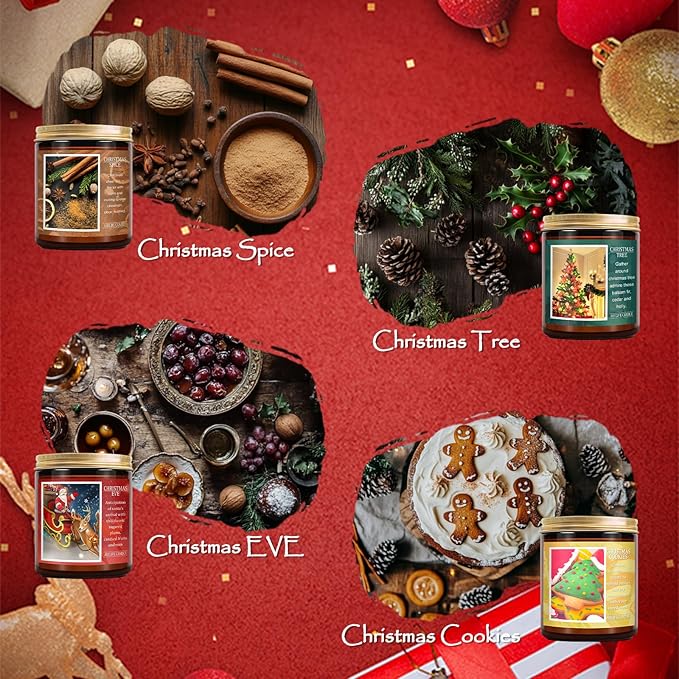 Christmas Tree Candle - Christmas Scented Candle, Aromatherapy Jar Candle for Home - Xmas Holiday Gifts for Women and Men, Soy Wax Candle for Home Scented, Cozy Winter Decoration, 7 oz