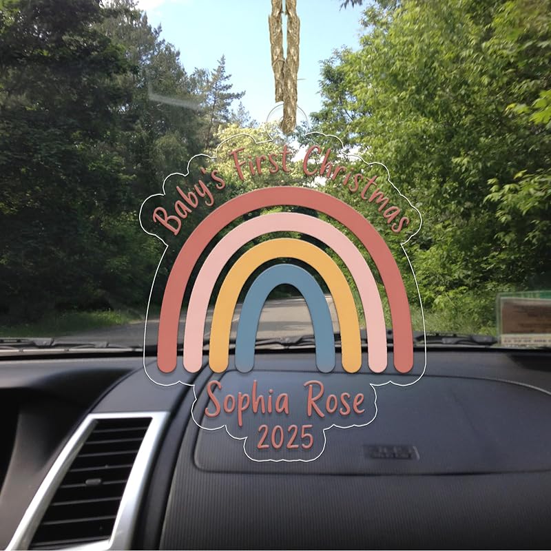 Personalized Rainbow Baby's First Christmas Ornament, Christmas Decor, Baby Coming Next Year Ornament, New Baby Arriving 2025 Acrylic Ornament β Personalized Christmas Tree