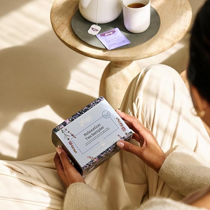 Yogi Relaxation Sampler Box (32 Tea Bags) - 8 Favorite Herbal Teas for Stress Relief & Sleep - Organic & Caffeine Free