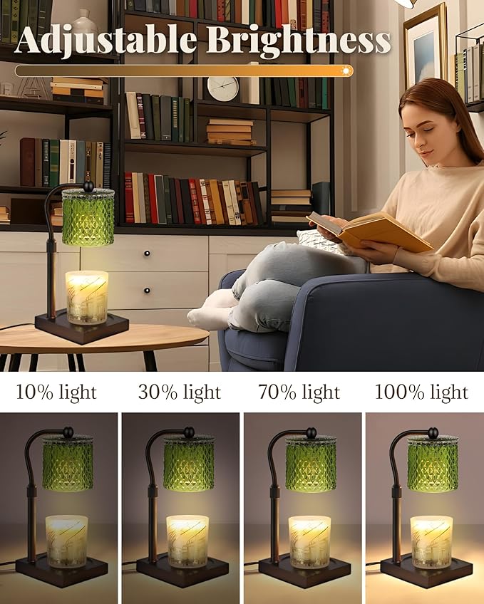 Candle Warmer Lamp with Timer Dimmer Adjustable Height, Birthday Gifts for Women, House Warming New Home Decor Gifts for Mom, Electric Wax Warmer for Jar Candles, Green