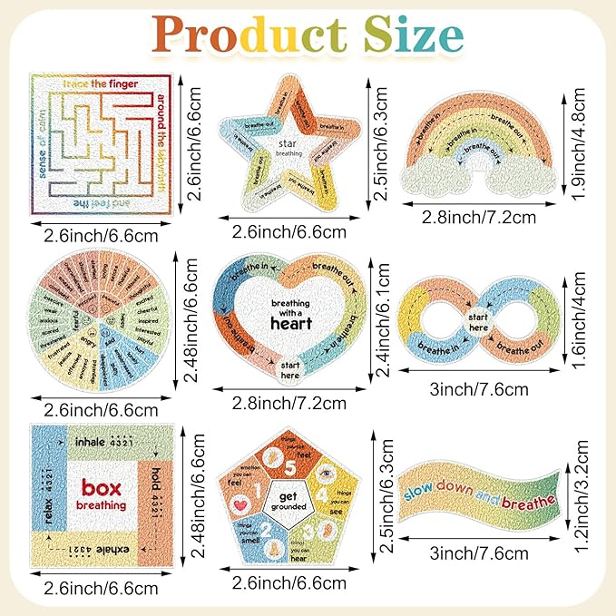 Libima 72 Pieces Anxiety Sensory Stickers Textured Stickers Fidget Mindfulness Sticker School Counselor Supplies Adult Sensory Items Anxiety Relief, 9 Styles(Retro Color)