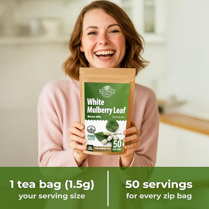 50 Bags White Mulberry Tea Mulberry Leaf Herbal Tea (Morus Alba) - 50 Count 1.5g Bags Herb Hoja De Morera