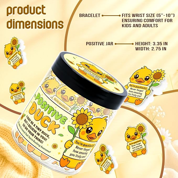 Emotional Support Duck – Funny Duck Gifts For Duck Lovers - 60 Positive Duck Daily Affirmation Cards Jar – Inspirational Gifts for Women - Self Care Gift for Coworkers, Teens, Friends, Boss