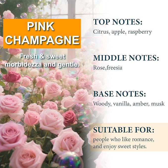 Hanging Car Air Freshener (Pack of 3) : Luxury Car Perfume for Women Men | Cute & Reusable Bottle with 45+ Days Long-Lasting Fragrance Oil Diffuser, Pink Champagne