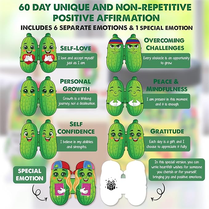 Motivational Pickle Jar for Sister β 60 Funny Affirmations & Daily Positive Notes | Quirky Gift for Women, Teens, Siblings | Self Care, Just Because Gift, Uplifting Desk Decor, Encouragement Jar