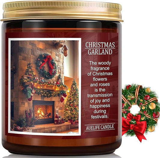 Christmas Candles | Christmas Garland Scented Candle, Holiday Soy Wax Candles for Home Scented, Aromatherapy Gifts for Women and Men, Cozy Winter Candle for Home Decor, 7 oz