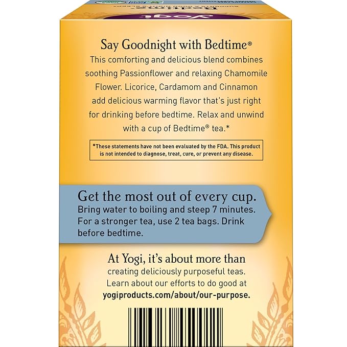 Yogi Tea Bedtime Tea - 16 Tea Bags per Pack (4 Packs) - Chamomile & Passionflower Herbal Tea Blend - Tea to Support a Good Night's Sleep - Includes Lavender, Licorice Root, Spearmint & Cardamom