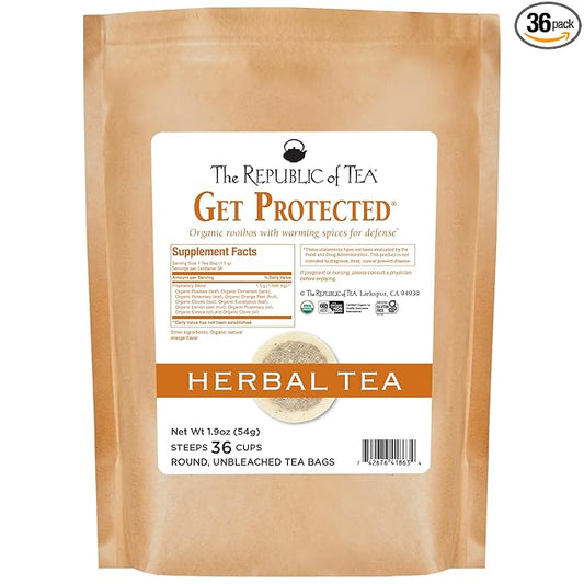 The Republic of Tea: get protected - No. 24 Herb Tea for Defense Refill Bag Herbal Tea, 36 Tea Bags