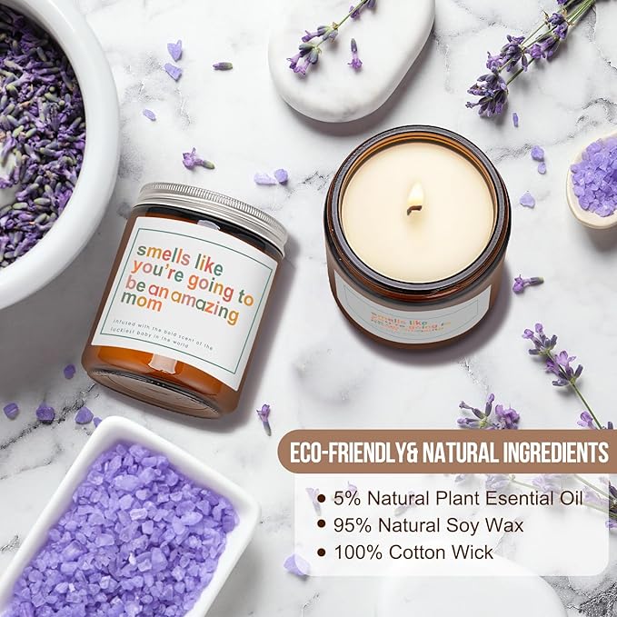 Mothers Day Gifts for Mom,New Mom Gifts,Gift for New Moms,Mothers Gift After Birth-7 OZ Lavender Soy Wax Candle