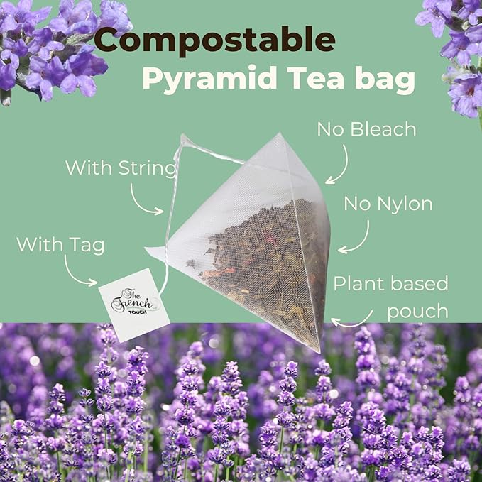 The French Touch French Lavender tea ORGANIC | 1.2g x 30 Pyramid Bags |100% Certified USDA Organic | Plant based tea bags | Select Premium Tea (French Lavender) | Caffeine-free
