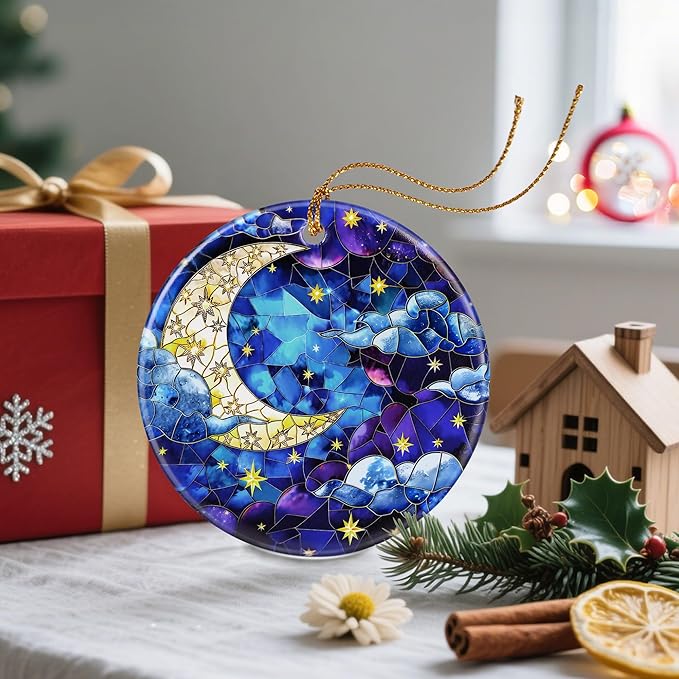 Christmas Ornament, Christmas Decoration, Ceramic-Style Night Sky Ornament, Heirloom Keepsakes, Holiday Ornaments, Holiday Presents, Unique Xmas Gifts, Gift Exchange Ornaments, Gift Idea