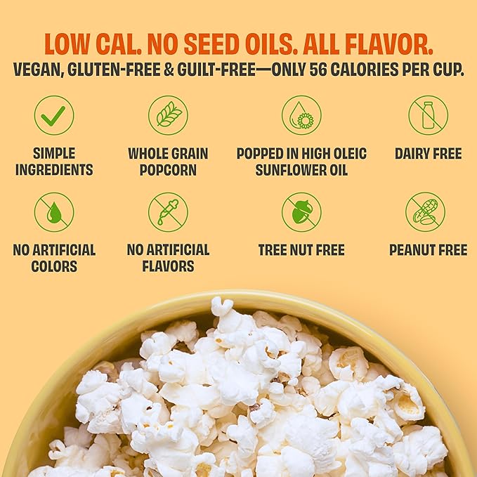 Poptime White Cheddar Popcorn Snack Bags – Gourmet Popcorn Bags, Healthy Snack With Heart-Healthy Avocado Oil, Crunchy, Cheesy, Gluten Free, Vegan, Low Calorie, Non-GMO, Kosher - 4.75 oz - Pack 4