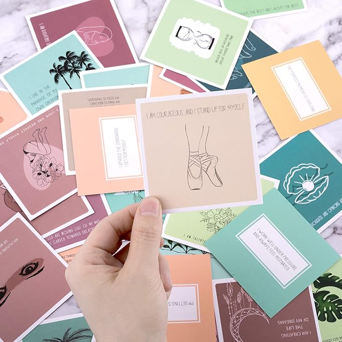 50 Affirmation Card for Women With 100 positive affirmation quotes, daily affirmation cards set. Self Care and Meditation Gift For Women. Empowering, Inspirational Affirmation for Stress Relief