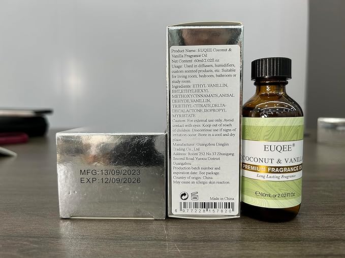 Coconut & Vanilla Fragrance Oils, Premium Essential Oils with Glass Dropper for Diffusers, Candle & Soap Making, Bath Bombs (2.02 Fl oz/60 ml)