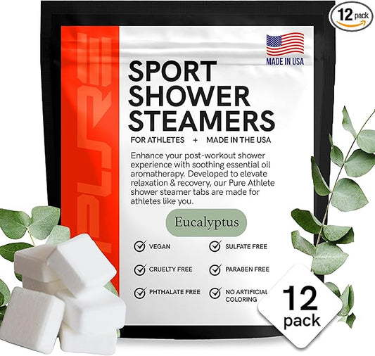 Sport Shower Steamers - Made in USA with Natural Eucalyptus Essential Oil, Aromatherapy, Stress and Sinus Relief, Muscle Recovery for Athletes, Best Unique Birthday Gifts for Self Care Relaxation