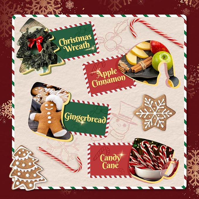 SALKING Christmas Scented Wax Melts, Soy Wax Melts Gift Set, Wax Cubes/Tarts for Warmer - Christmas Wreath, Apple Cinnamon, Gingerbread, Candy Cane, Eggnog, Christmas Pudding, Cranberry, Sugar Cookie