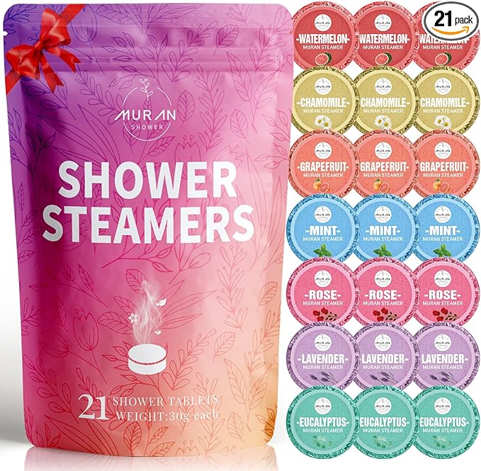 Shower Steamers Aromatherapy 21-Pack Shower Bombs Birthday Day Gifts for Her Him Mom Wife, Eucalyptus Rose Lavender Mint Essential Oil, Bath Bombs Girlfriend Birthday Self Care Gifts for Women,Men
