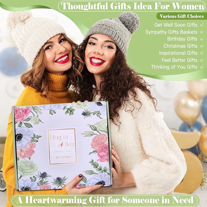 Get Well Soon Gifts for Women Sympathy Gift Baskets Thinking of You Self Care Package Feel Better After Surgery Gifts Tassel Blanket Appreciated Birthday Gifts for Women Sister Friend Mom Daughter