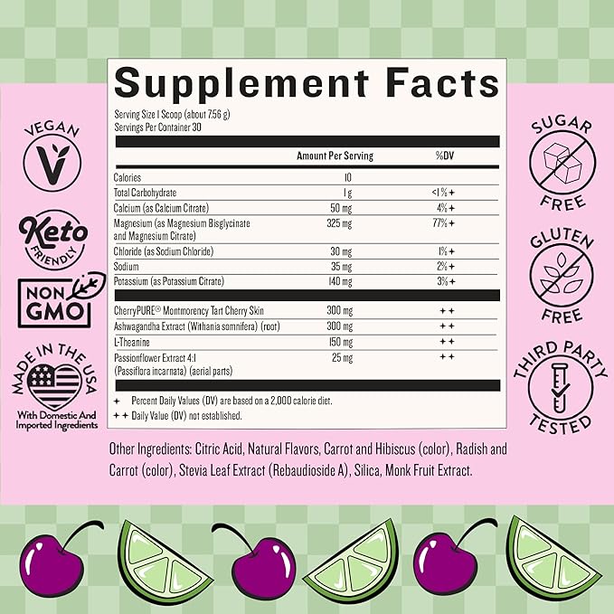 Legendairy Milk She’s Sleepy™ – Cherry Limeade – Nightly Sleep Aid, Sugar Free Drink Mix with Magnesium Glycinate & Ashwagandha – Relaxation & Restful Sleep