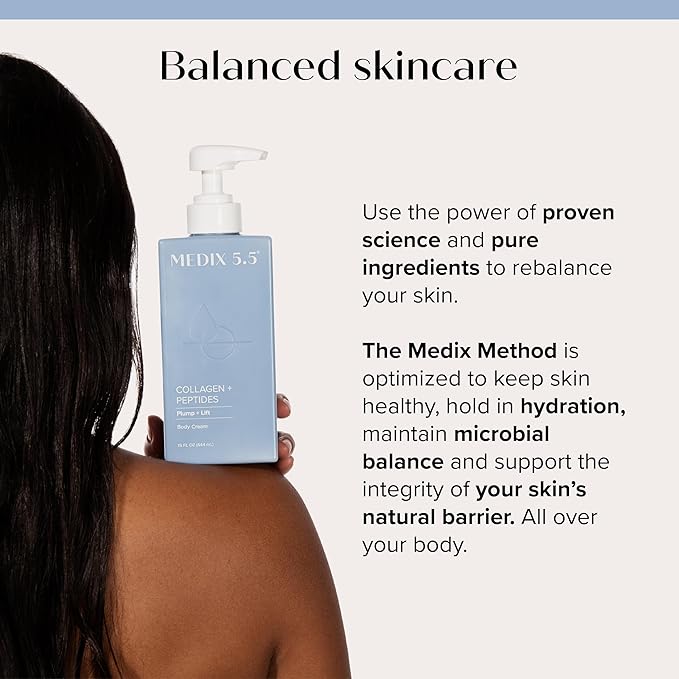 MEDIX Fragrance Free Firming Retinol Body Lotion + Collagen Peptides Cream 2pc Skincare Set | Crepey Skin Treatment | Anti Aging Body Cream & Face Moisturizer For Crepe Skin, Cellulite, & Wrinkles