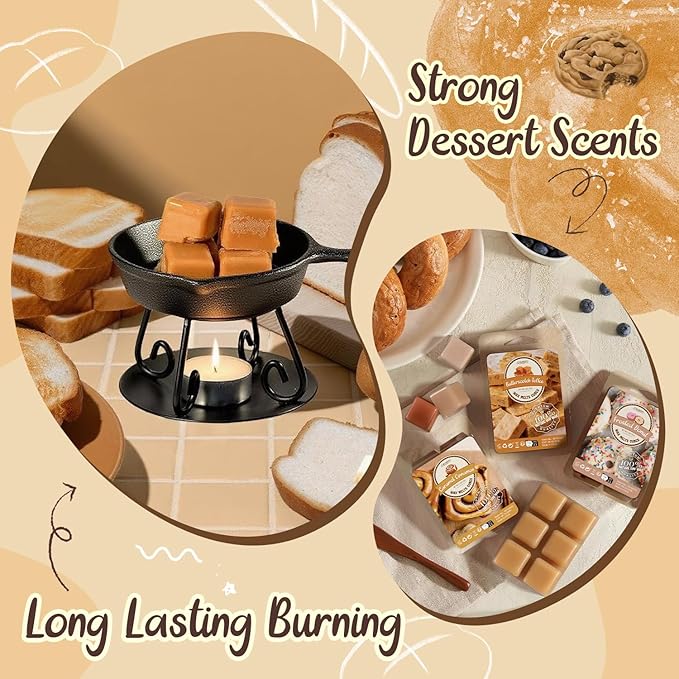 Bakery Scented Wax Melts, Sweet, Strong Scented Soy Wax Cubes/Tarts Variety Set - Apple Pie, Pumpkin Pie, Caramel Cinnamon, Chocolate Cookie, Donut, Vanilla Almond Biscuit, Roasted Coconut, Toffee