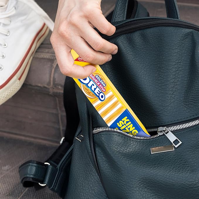 OREO Double Stuf Golden Sandwich Cookies, King Size, 12 Snack Packs (8 Cookies Per Pack)