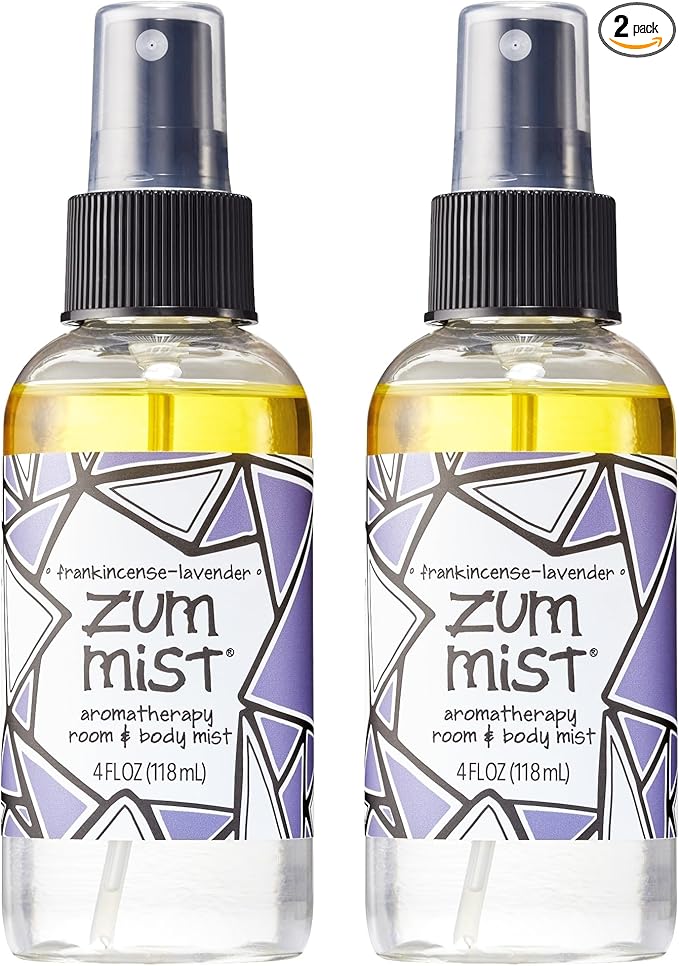 Indigo Wild Zum Mist Room & Body Spray - Aromatherapy Essential Oil Spray - Natural Body Mist & Room Spray - Frankincense-Lavender Scent - 4 fl oz (2 Pack)