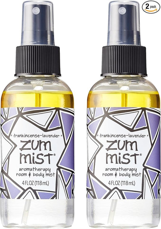 Indigo Wild Zum Mist Room & Body Spray - Aromatherapy Essential Oil Spray - Natural Body Mist & Room Spray - Frankincense-Lavender Scent - 4 fl oz (2 Pack)