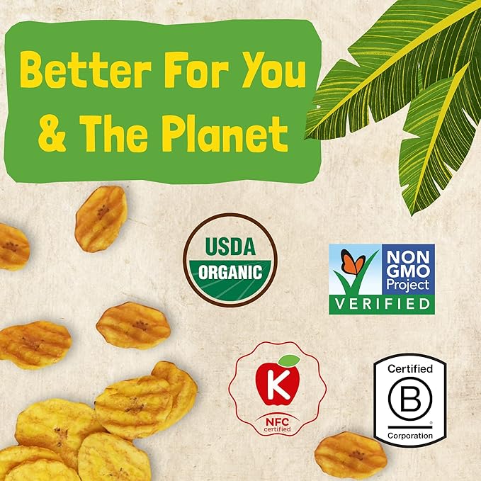 Barnana - Organic Plantain Chips, Acapulco Lime, Healthy Snack Made With 100% Coconut Oil, Non-GMO, Potato Chip Alternative, Zero Sugar, Paleo, Grain-Free Chips, Vegan, USDA Organic (2 oz, 6-Pack)