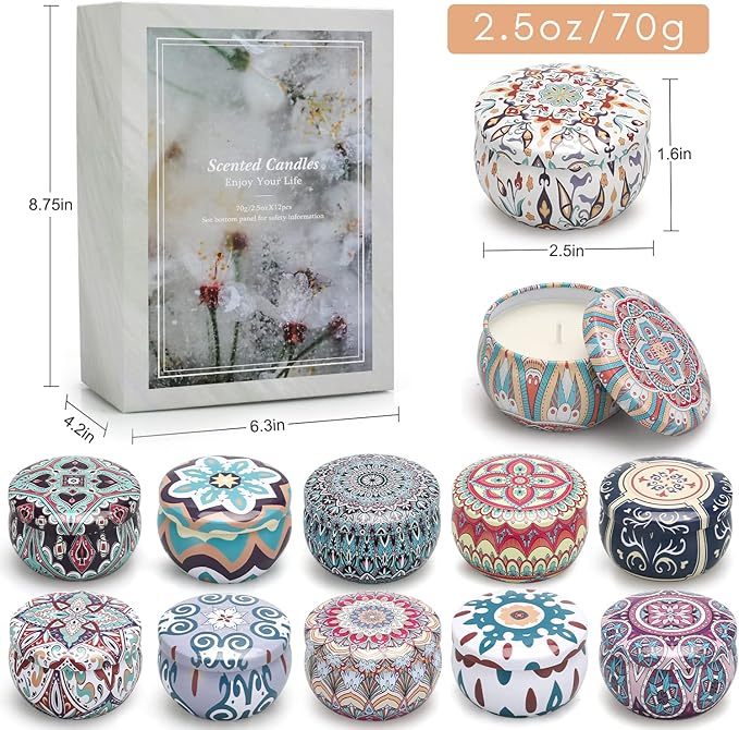 Scented Candle Gifts for Women Birthday Gift for Women Scented Candles for Home Aromatherapy Soy Wax Candle Jar Candles, Grey