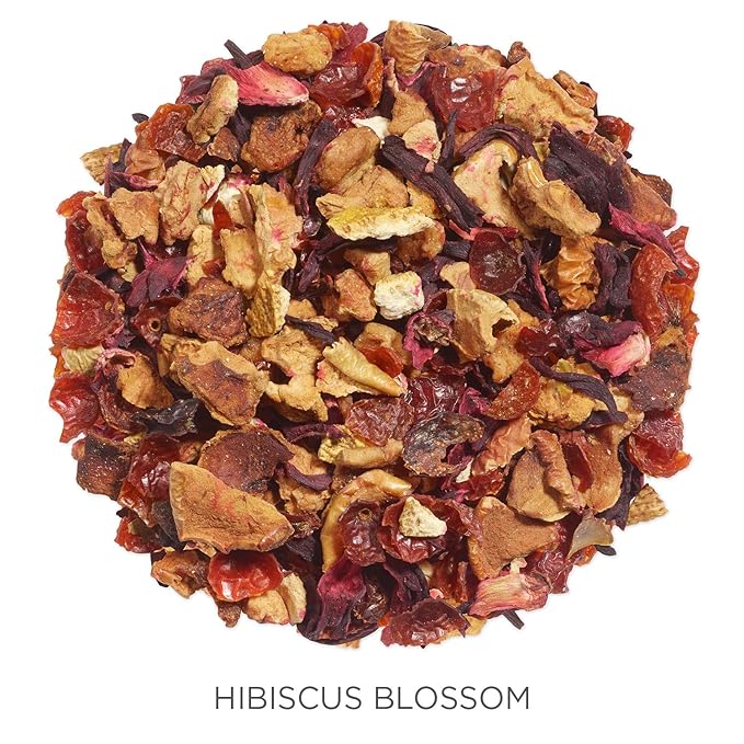 Tea Forte Hibiscus Blossom Premium Organic Loose Leaf Caffeine-Free Herbal Tea Blend Canister, Makes 35-50 Cups