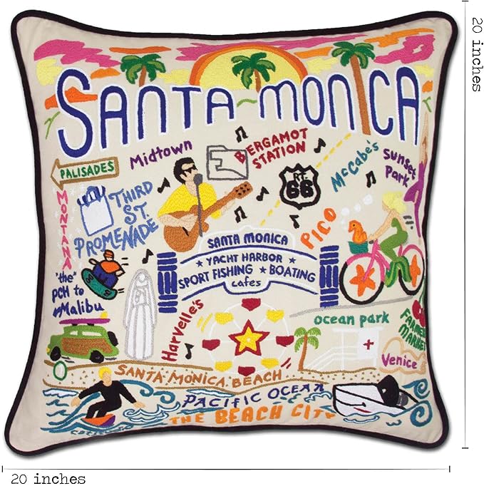 Catstudio Santa Monica Embroidered Decorative Throw Pillow