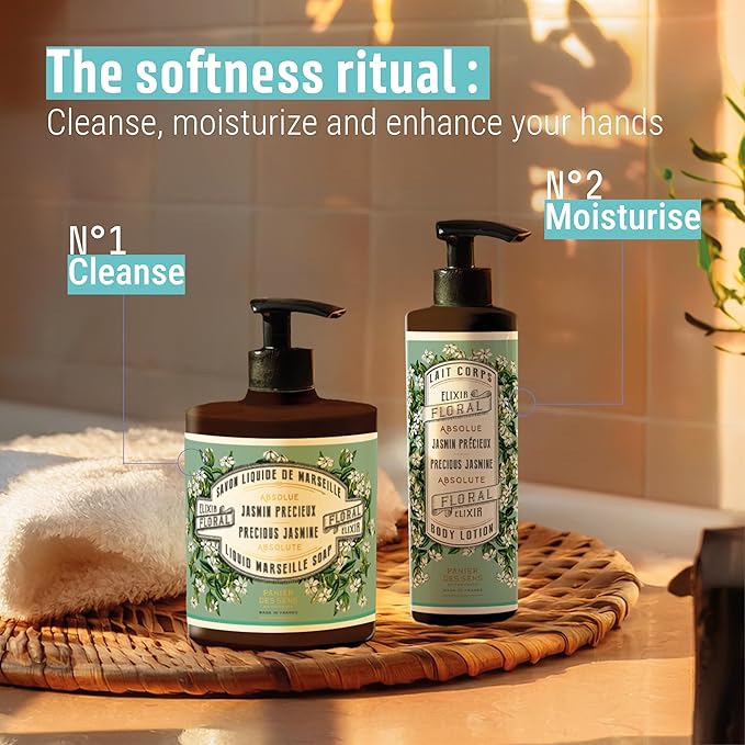 Panier des Sens –Jasmine Hand & Body Lotion for Dry Skin - Hydrating Body Cream for Women - Nourishing Fluid Body Moisturizer Shea Butter & Olive Oil - 97% Natural Ingredients Body Care - 8.45 Floz