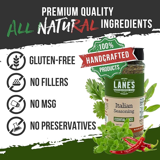 Lane's Italian Seasoning Blend Spices and Seasonings, All-Natural Italian Herbs Seasoning For Any Italian Inspired Dishes, Made in USA, 3 Oz (85g)