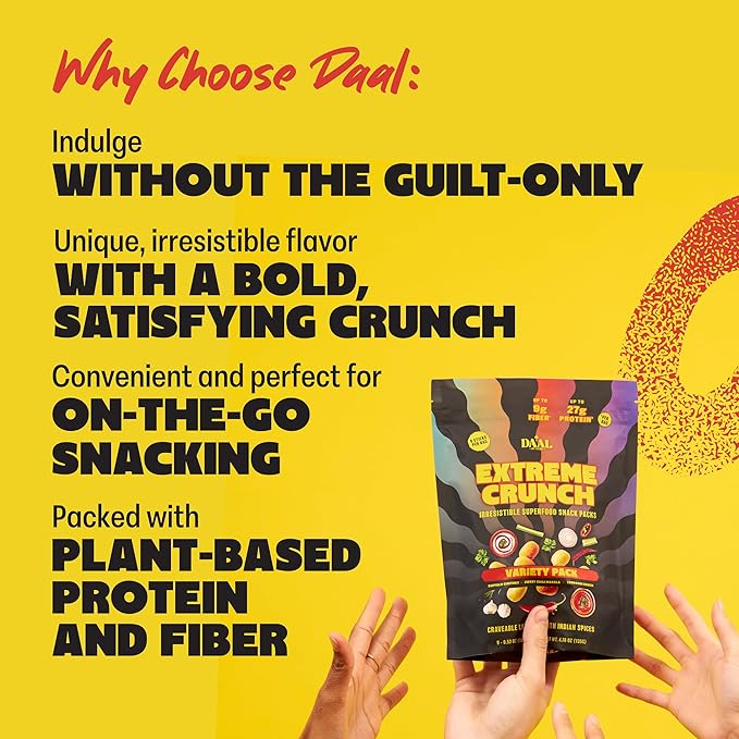 Daal By Keen Crunchy Mung Bean Snacks – Variety Pack - Plant-Based Protein, High Fiber, Gluten Free & Nut-Free – Mix into Salads or Enjoy as an On-the-Go Snack - 1 Resealable Pack, 4.76 oz