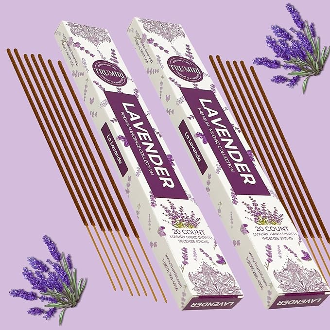 Lavender Incense Sticks - Incienso de Lavanda - Total 120 Insence-Sticks - 6 Packs of 20 Insense - Inciensos - Inscents - Natural Non Toxic Ingredients - Incents - Incence - Inscense - Insents