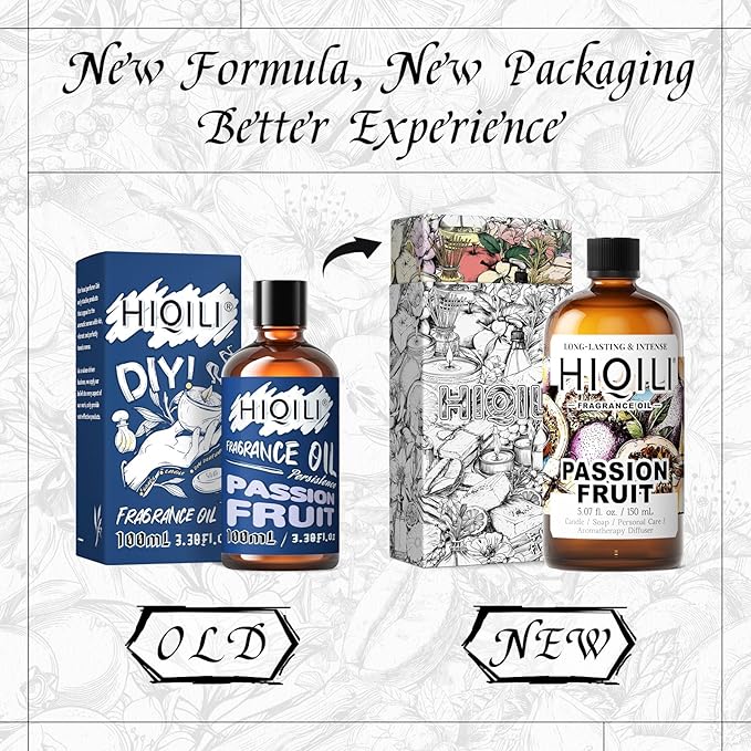 HIQILI Passion Fruit Fragrance Oil for Home Diffuser, Oil Burner, Great for Soap, Candle & Perfume Making, Add to Body Lotion - 5.07 Fl Oz