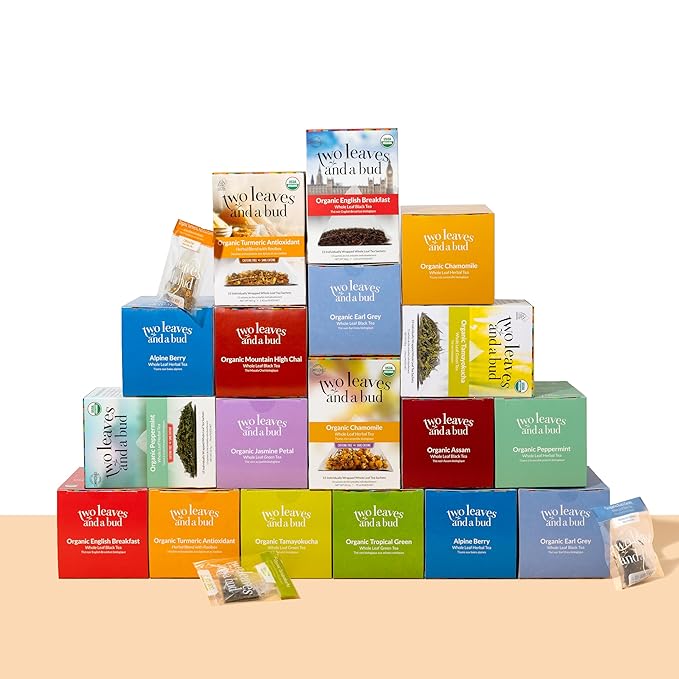 Two Leaves and a Bud Jasmine Green Tea Bags, 15 Count (Pack of 1) Whole Leaf Green Tea in Pyramid Sachet Bags, Compostable Sachets, Delicious Hot or Iced with Milk or Sugar or Honey