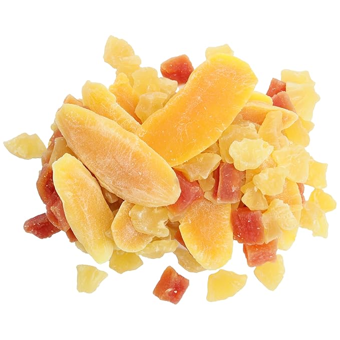Anna and Sarah, Unsulphured Tropical Dried Fruit Mix Pineapple Tidbits, Mango Slice and Papaya Chunk, Un Non GMO - Gluten Free - High Fibers in Resealable Bag, 2 Lbs