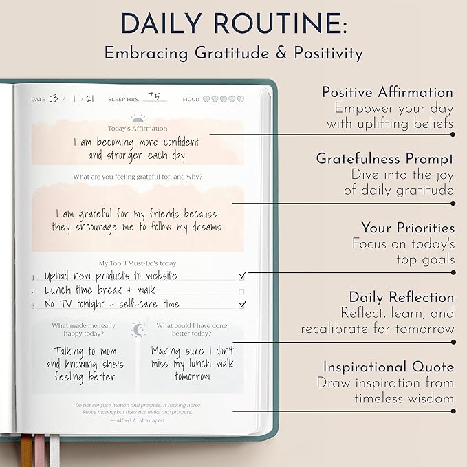 RYVE Daily Gratitude Journal for Women: 6-Month Guided Positivity & Wellness Journal with Prompts - Affirmation, Mindfulness, Self Help & Reflection, Gratitude Journal Notebook, Manifestation Journal