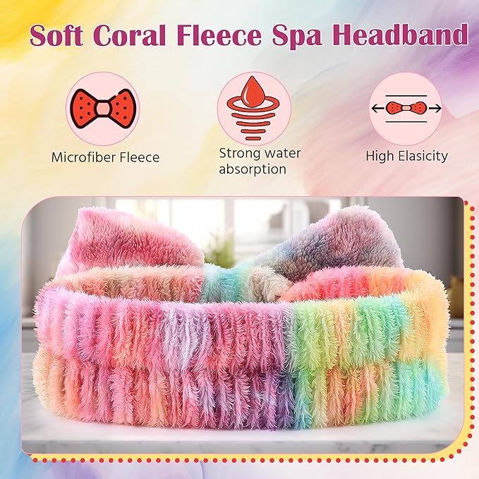 WSYUB Makeup&Skincare Headband, Spa Headband, Headbands for Washing Face, Stuffers for Teens Women, Bow Headbands for Girls Gifts
