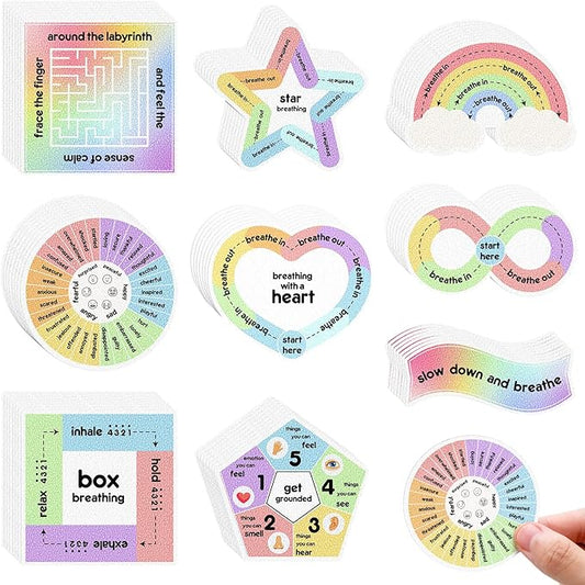 Libima 72 Pieces Anxiety Sensory Stickers Textured Stickers Fidget Mindfulness Sticker School Counselor Supplies Adult Sensory Items Anxiety Relief, 9 Styles(Rainbow Color)