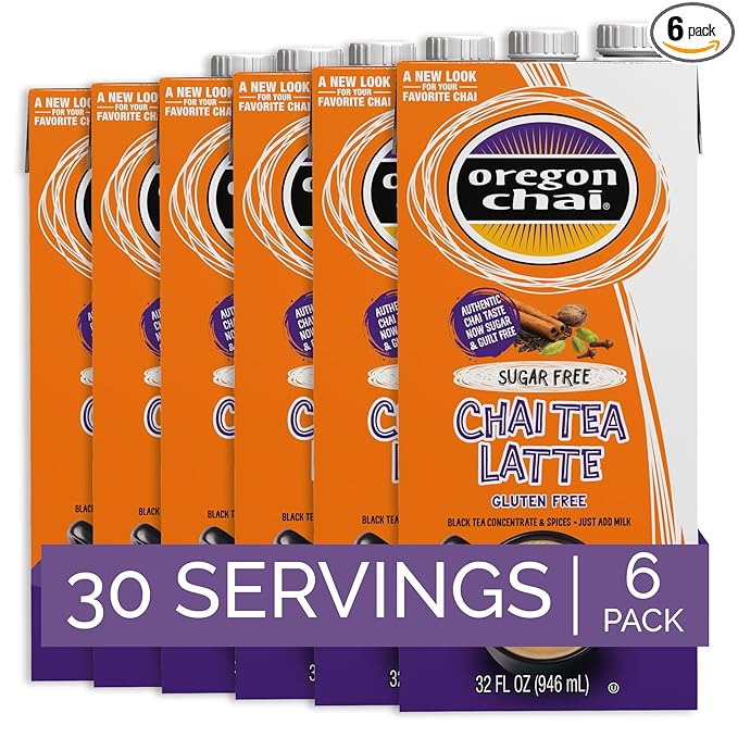 Oregon Chai Sugar Free Chai Concentrate, 32 Fluid Ounce (Pack of 6)