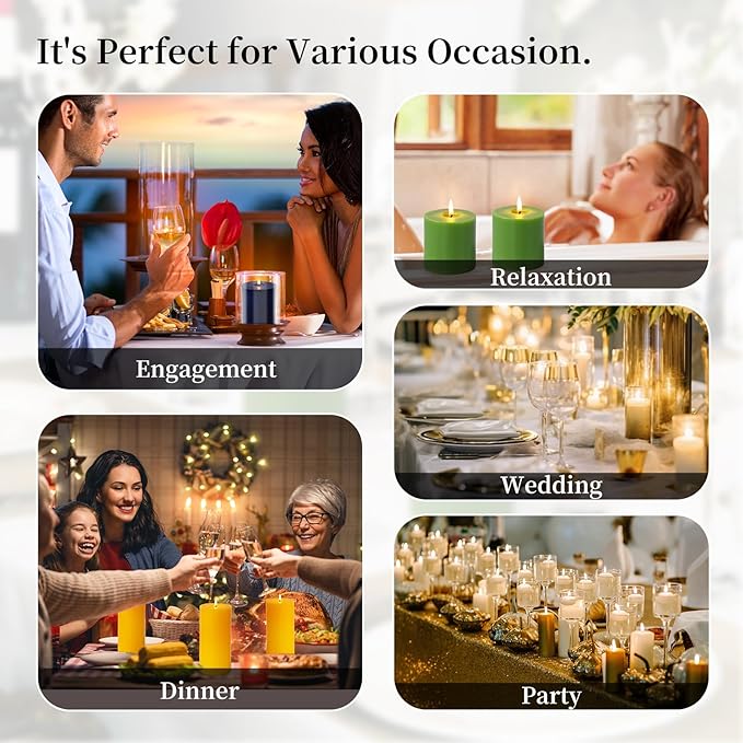 KONNI Navy Blue Pillar Candles Set of 3, 3"x 4" Unscented Pillar Candles Bulk, 39 Hours Long Burning Candles, Smokeless&Dripless Large Round Candle for Wedding, Home Decoration, Parties, Spas, Dinner