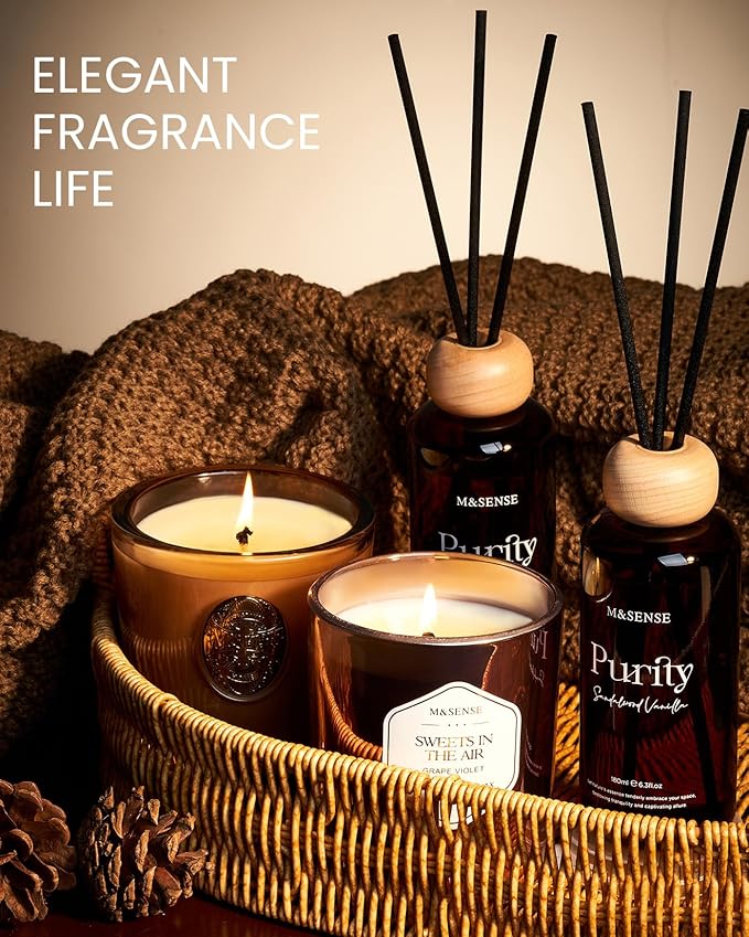 M&SENSE Eucalyptus Citrus Reed Diffuser: 6.3 fl oz Non-Toxic Aroma Set with Sticks, Light & Subtle Fragrance, Long-Lasting Natural Essential Oil Gifts for Bedroom, Shelf Decor & Small Spaces