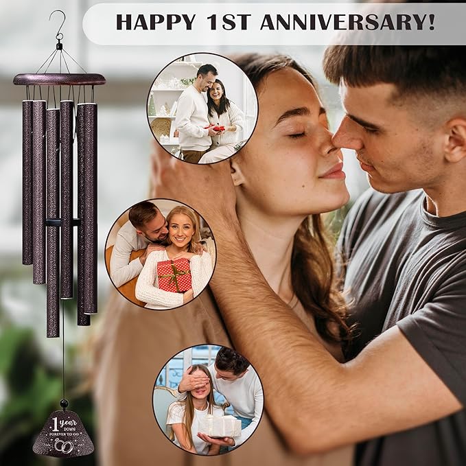 1 Year Anniversary Wedding Gifts for Boyfriend/Girlfriend 32” Wind Chimes, One/1st/First Year Anniversary Wind Chimes Gifts for Men Her Wife Husband