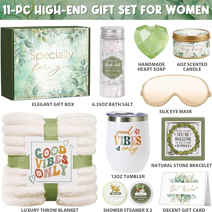 Birthday Gifts for Women Self Care Gifts, Relaxing Spa Gifts Baskets Get Well Soon Gifts Care Package for Women with Blanket, Unique Gifts Idea for Mom Mother Her Wife Girlfriend Best Friend Sister