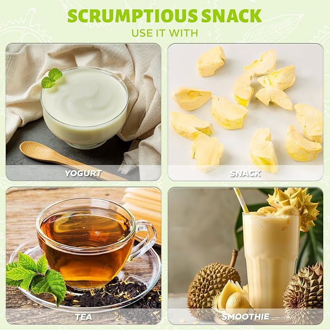 DARLAC FARMS Freeze Dried Durian Bites Pack 2 (0.7 Oz x 6 Counts), Premium Organic Crispy Crunchy Natural Healthy Fruit Snacks for Kids & All Ages, No Sugar Added