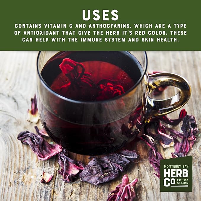 Monterey Bay Herb Co. Hibiscus Tea | 200 Tea Bags | Caffeine Free | Berry-Like Flavor | Rich in Vitamin C (Pack of 2)